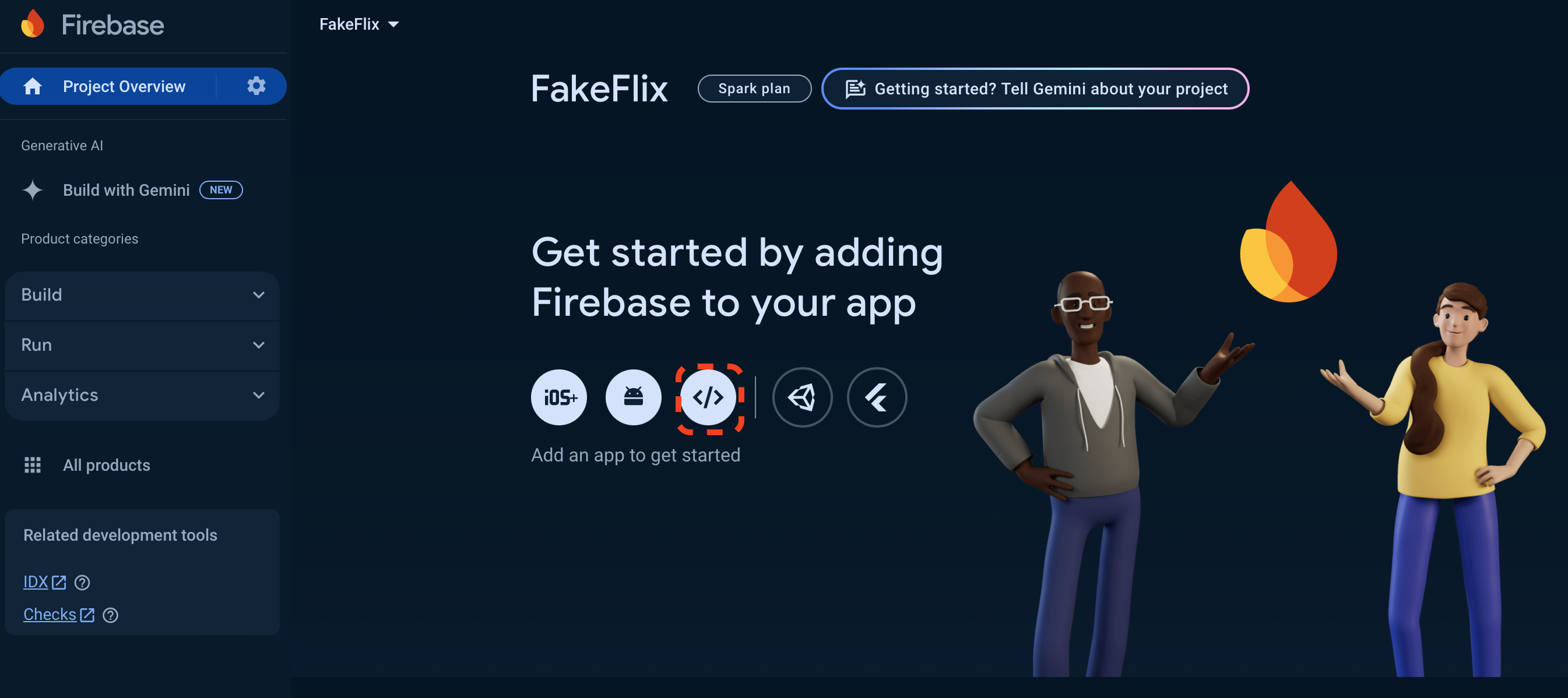 Firebase Create Project Page