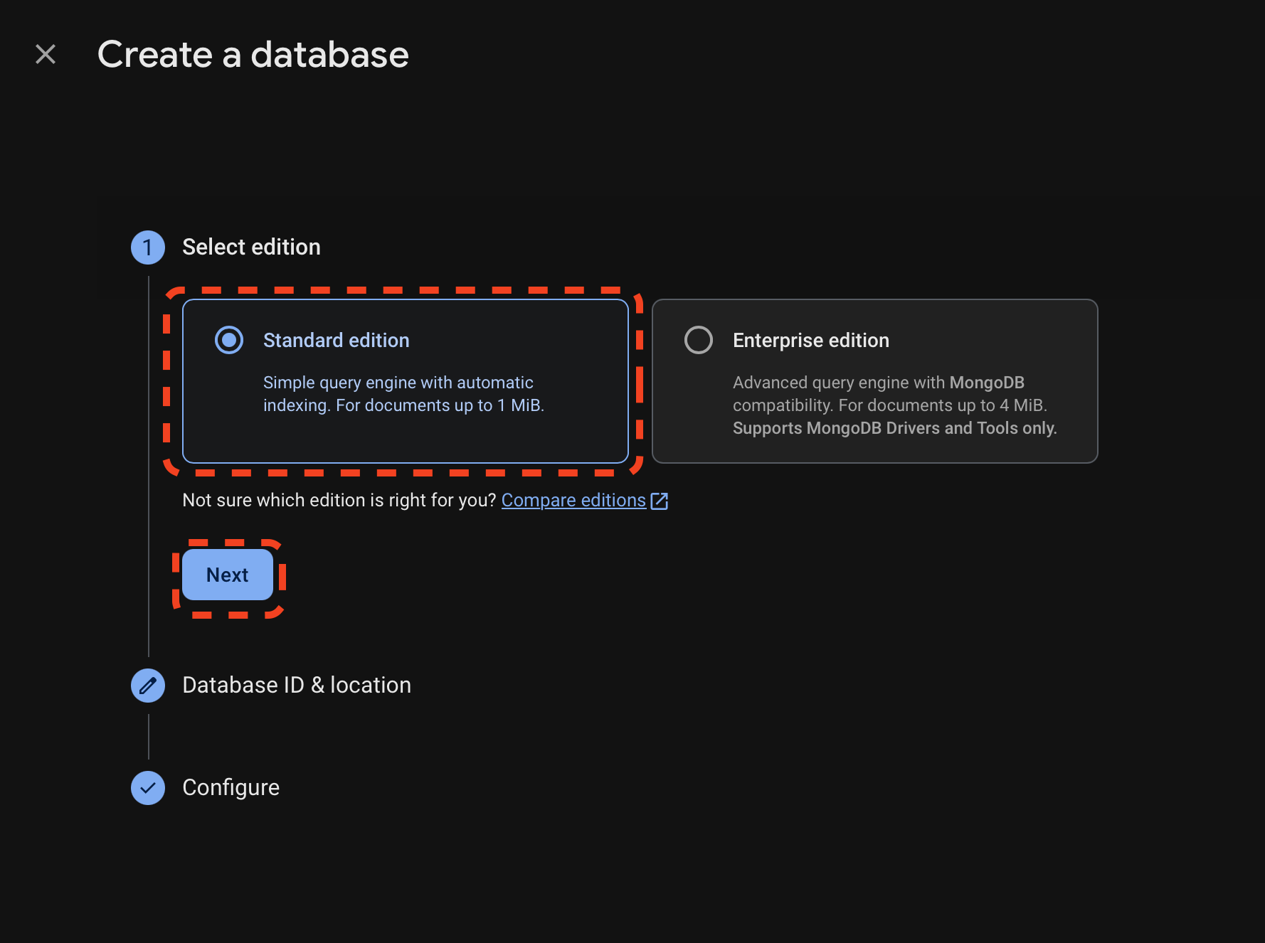 Firebase Create Project Page